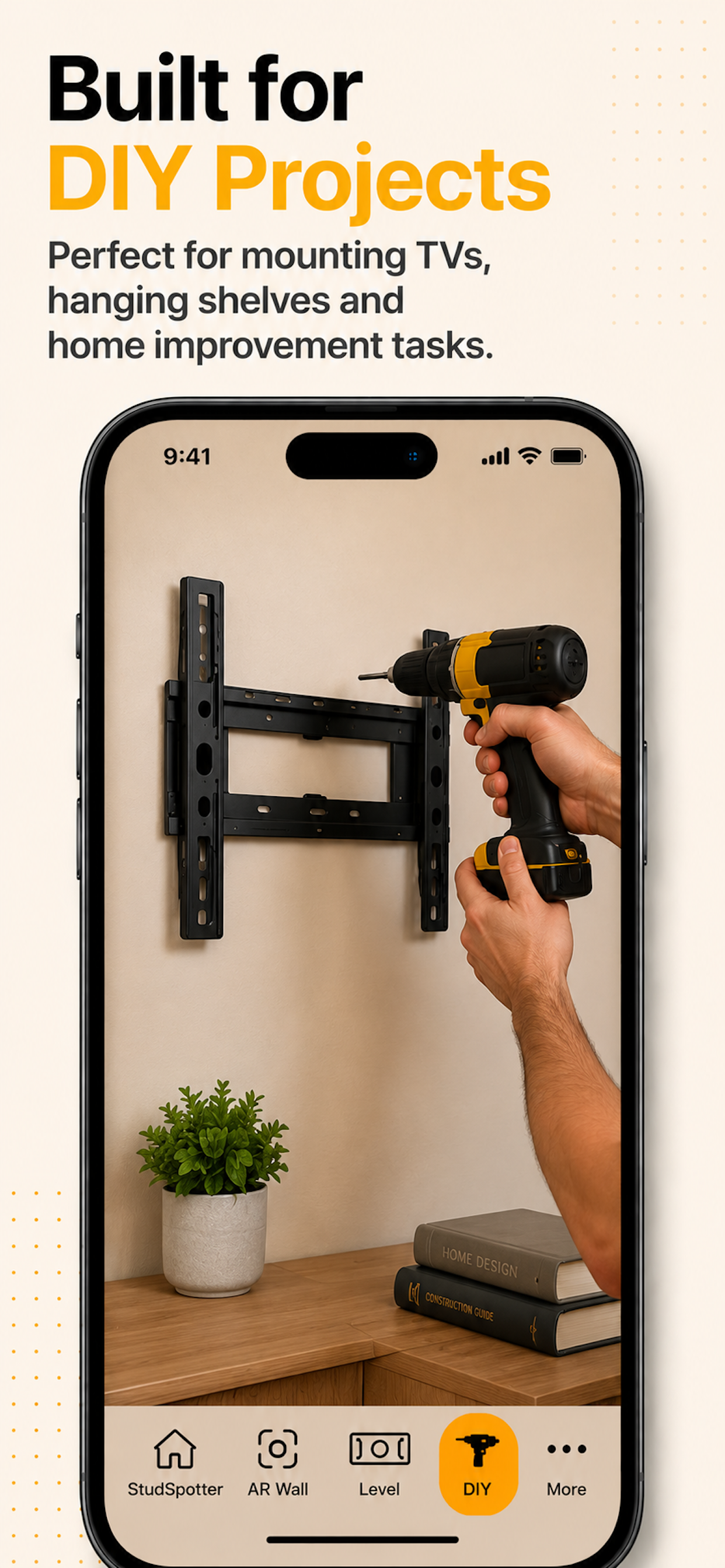 StudSpotter DIY TV mounting and shelf project screen